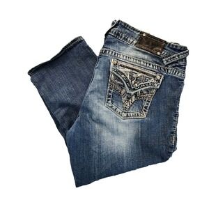 Vigoss Capri Jeans Womens 16 Blue The New York Embellished Denim EUC